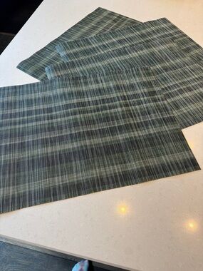 Striped Green Woven Placemats - Set of 4